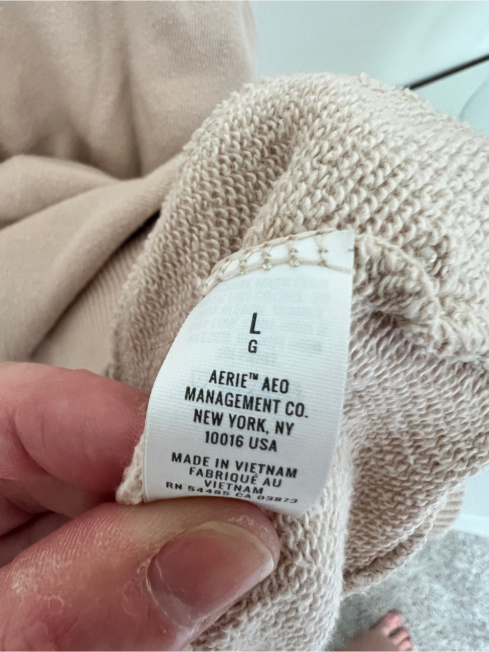 aerie Soft Pink/tan polo style Pullover Sweatshirt size L - Picture 3 of 5